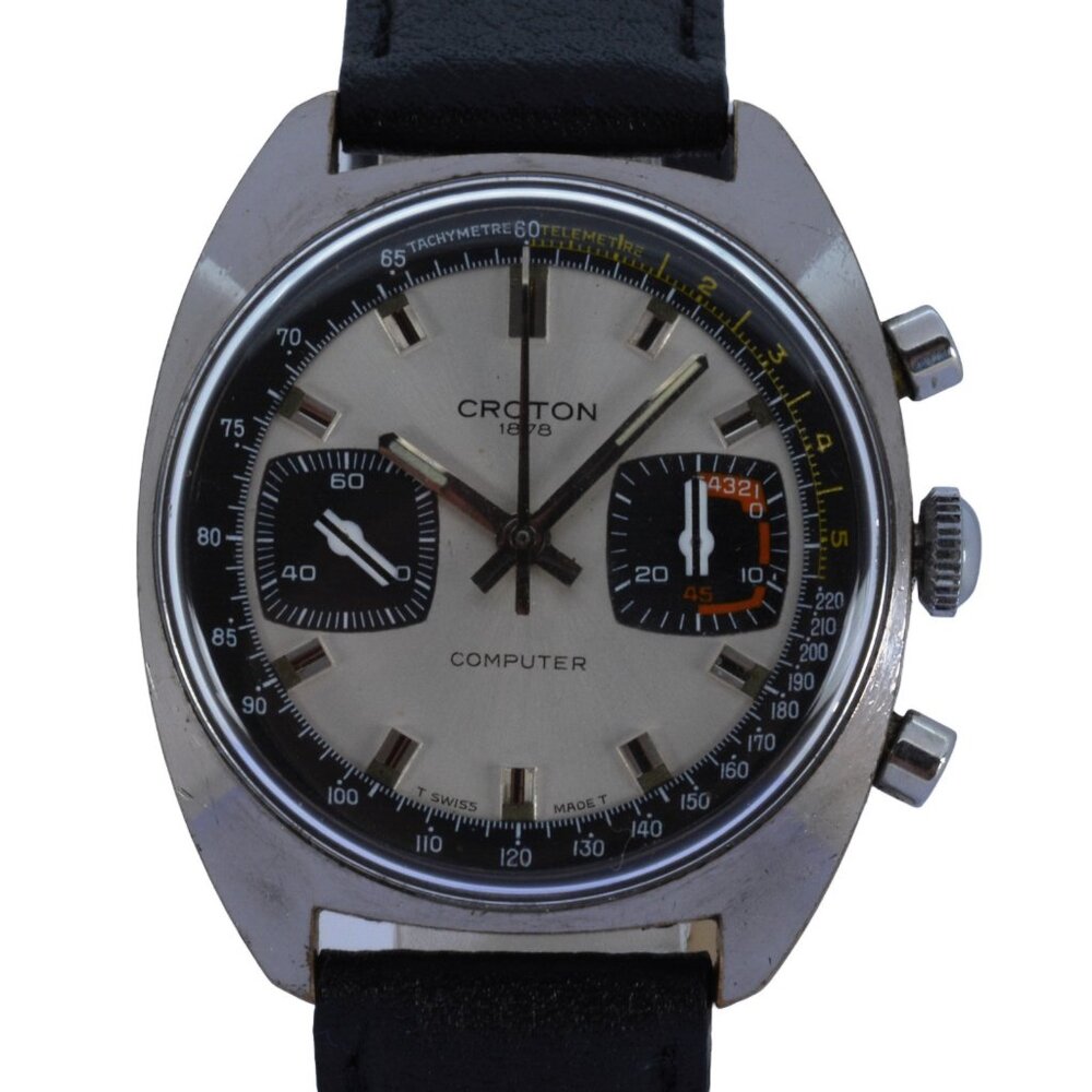 Rare Croton Computer Men's 36mm Manual Chronograph Watch Swiss 17J Valjoux 7733!